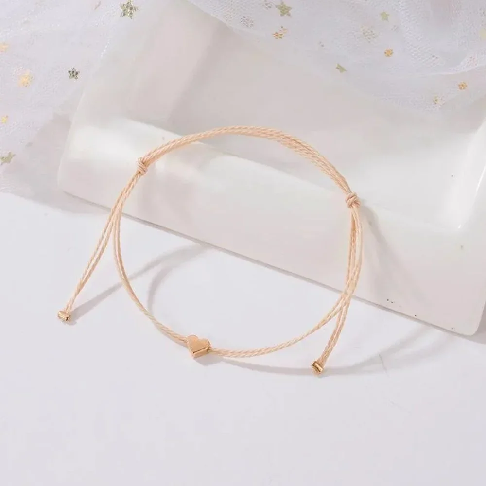 Minimalist Gold Heart Adjustable Slip Knot Rope Bracelet NEW - Picture 5 of 6